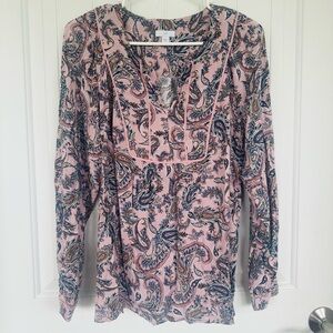 J.Jill Pink Paisley Tunic Top-Size Small